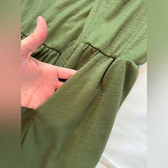 Torrid Mini Rib Knit Babydoll Skater Dress Olive Army Green Size 3 - Picture 12 of 12